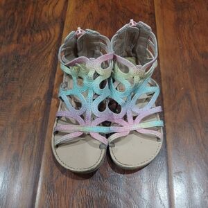 pastel rainbow gladiator sandals